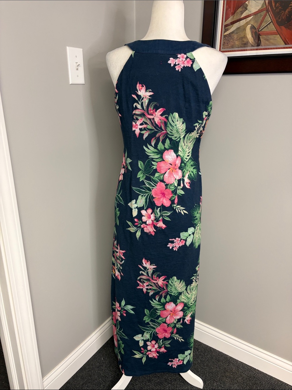 Tommy Bahama Womens Tropical Floral Halter Maxi dress cotton linen medium - Picture 4 of 5